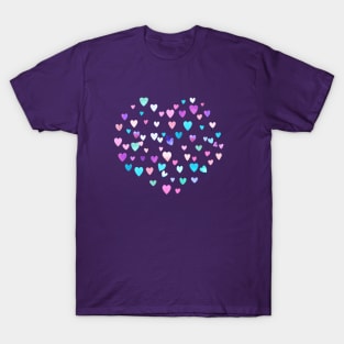 Mom Multicolored Love Hearts Gum Pink T-Shirt